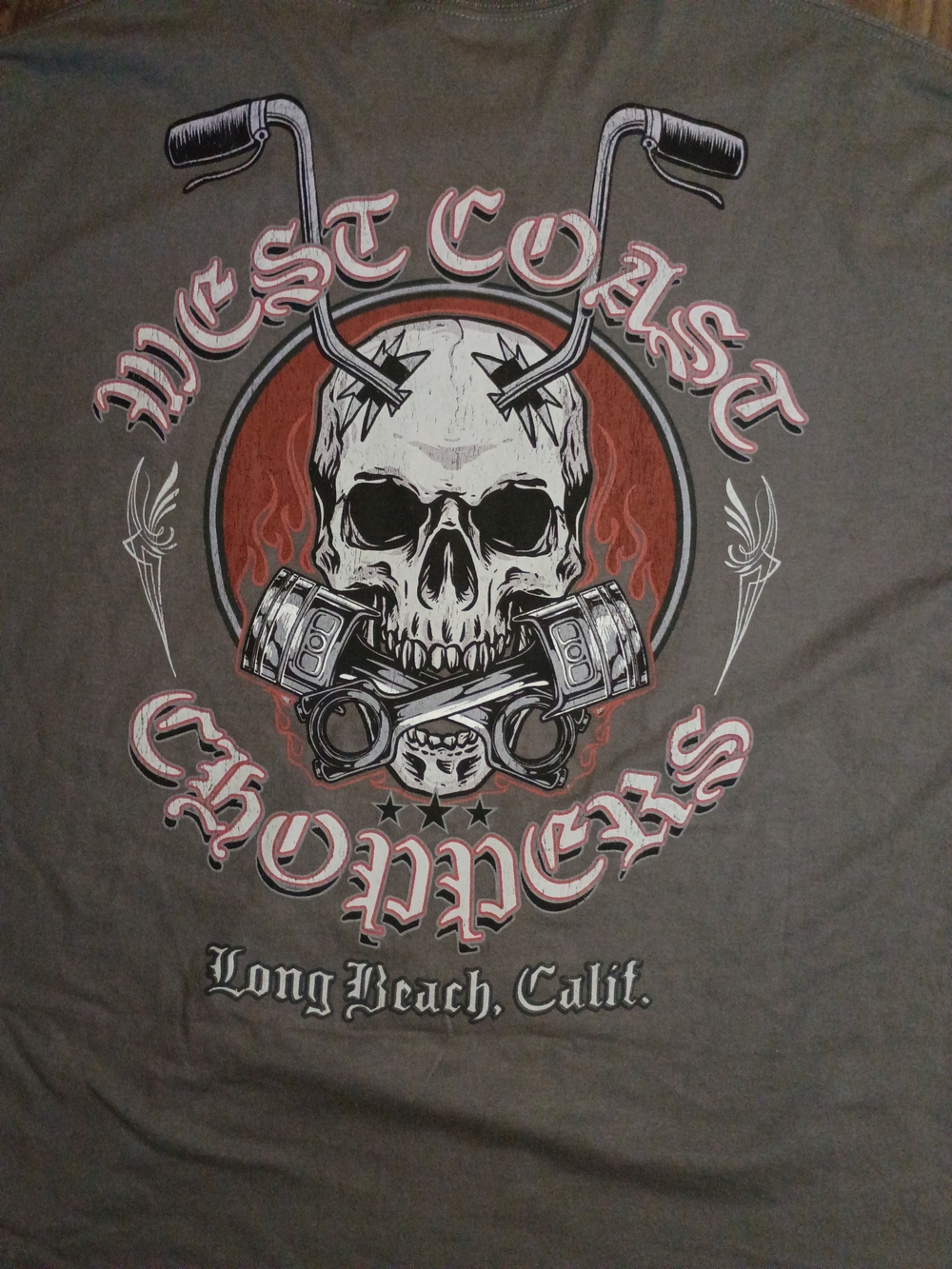 West Coast Choppers Skull Graphic Short Sleeve Tee - Gray/Red